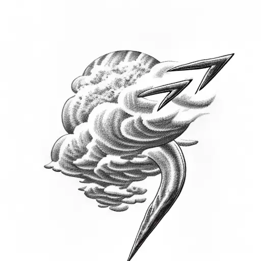 Zues throwing a lightning bolt in the clouds tattoo design idea