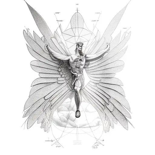 technical drawing of icarus tattoo design idea
