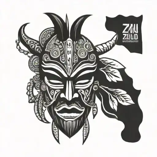 African zulu mask tattoo design idea