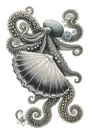 octopus on hand rainbow nautilus fibonacci shell, shells, whales, manta rays, hibiscus, plumerias, wave tattoo design idea