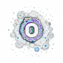 A geode-inspired design with vibrant colors and crystals forming the shape of your kids' initials tattoo design idea