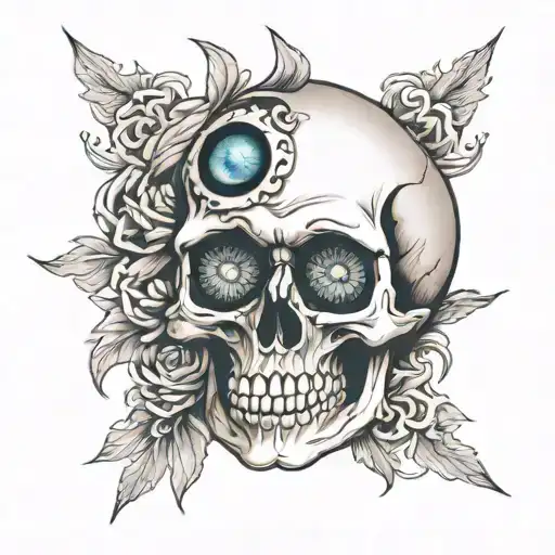 skull with realistic eye inside tattoo design idea