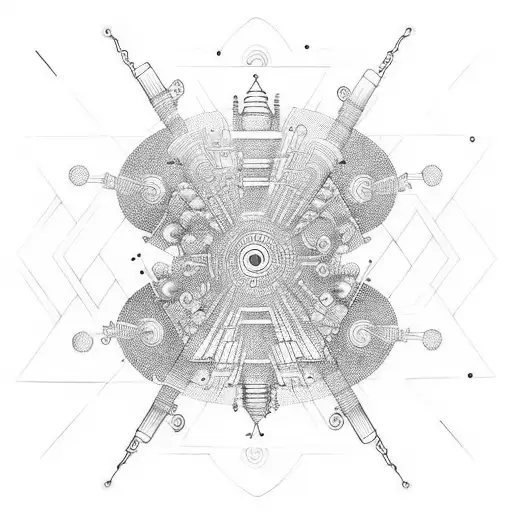  music vibration guns pikes tattoo design idea