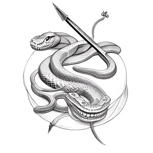 Snake with sword tattoo design idea