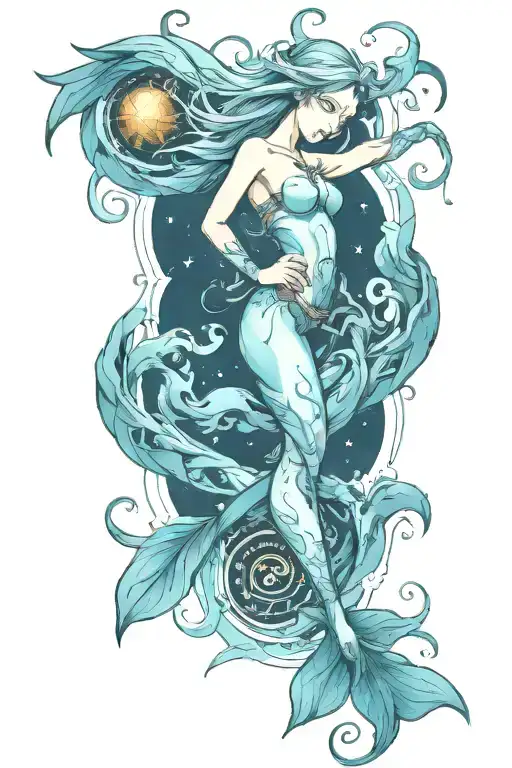 Aquarius zodiac sign tattoo design idea