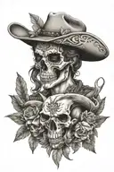 feminine, cowgirl, western, longhorn, skull, pagan tattoo design idea