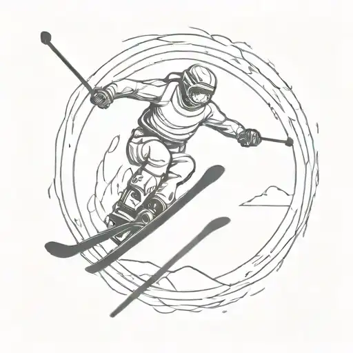 Imagine a black arm band tattoo right above the bicep , and on the front, a small skier hitting a jump off the black ban tattoo design idea