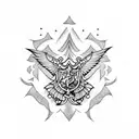 a minimalist cute Harry Potter ravenclaw house tattoo with a studio ghibli character  tattoo design idea