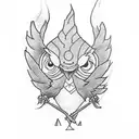 a minimalist cute Harry Potter ravenclaw house tattoo with a studio ghibli character  tattoo design idea