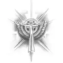 A celestial cardinal perched on a cross, symbolizing the presence of lost loved ones in the heavens tattoo design idea