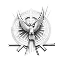 A celestial cardinal perched on a cross, symbolizing the presence of lost loved ones in the heavens tattoo design idea