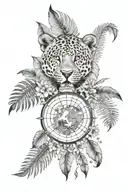 leopard print, world map, palm tree, palm leaf, dahlia flower blooming, dream catcher tattoo design idea