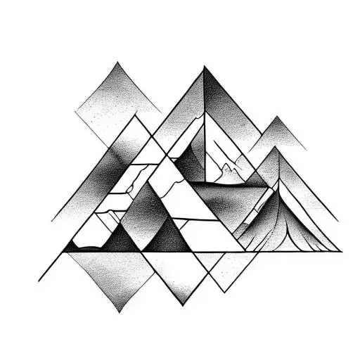 A black and white geometric design of a tattoo of the Mont-Blanc mountain tattoo design idea