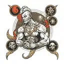 mars god holding tattoo design idea