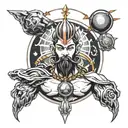 mars god holding tattoo design idea