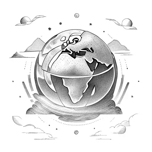 Atlas Greek Mythology with Globe, Pillars and Clouds tattoo design idea