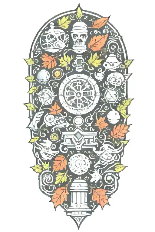 christmas and leaves and video games and fighting and fun  tattoo design idea