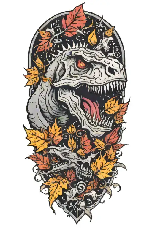 leaves and violence and relaxation and halloween and dinosaur and color and fun and christmas tattoo design idea