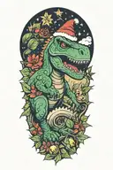 christmas and dinosaur and happy and leafs and violence tattoo design idea