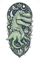 christmas and dinosaur and happy and leafs and violence tattoo design idea