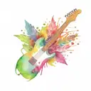 happy leaf guitar dinosaur tattoo design idea