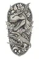 christmas and dinosaur and happy and leafs and violence tattoo design idea