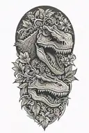 christmas and dinosaur and happy and leafs and violence tattoo design idea