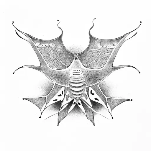 single limne, simple eagle ray outline tattoo design idea