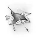 single line, simple eagle ray outline tattoo design idea