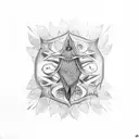 upside down eagle ray outline, with an upright lotus leaf and mandala filling the body tattoo design idea