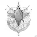 upside down eagle ray outline, with an upright lotus leaf and mandala filling the body tattoo design idea