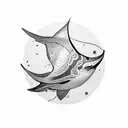 single limne, simple eagle ray outline tattoo design idea