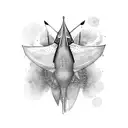 single limne, simple eagle ray outline tattoo design idea