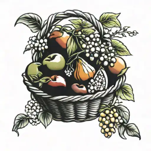basket of fruit tattoo design idea