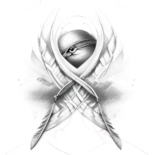 fine line infinity feather symbol  tattoo design idea