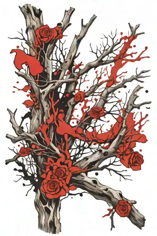 driftwood branch tattoo design idea
