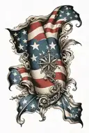 patriotic theme half sleeve featuring flag morphing tattoo design idea