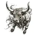 bull charging tattoo design idea