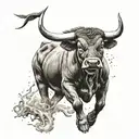 bull charging tattoo design idea