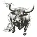 bull charging tattoo design idea