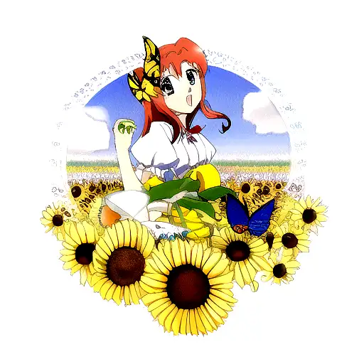 mariposa con una ala de girasol tattoo design idea