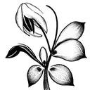 Create a minimalistic black tattoo design of a snowdrop flower with delicate, thin lines, capturing the essence of sprin tattoo design idea