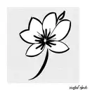 Create a minimalistic black tattoo design of a snowdrop flower with delicate, thin lines, capturing the essence of sprin tattoo design idea