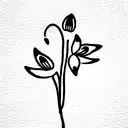 Create a minimalistic black tattoo design of a snowdrop flower with delicate, thin lines, capturing the essence of sprin tattoo design idea