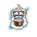 bourbon barrel with Pilsbury doughboy tattoo design idea