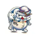 bourbon barrel with Pilsbury doughboy tattoo design idea