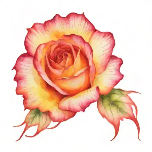 a fire rose intertwined tattoo design idea