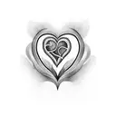 heart with 3 names tattoo design idea