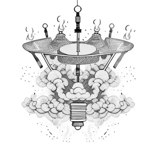 Shisha with smoke, the Shisha is black, the smoke is Neon Green and red tattoo design idea