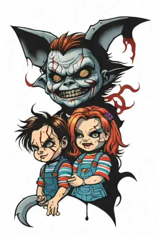 chucky and tiffany tattoo design idea